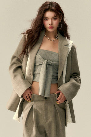 Classic Tweed Rose Blazer Jacket