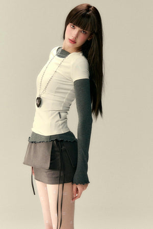 Classic Two-Piece Denim Straight Skirt