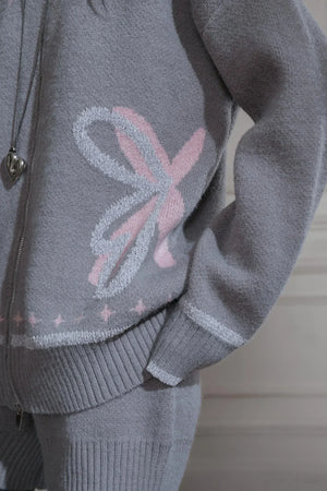 Cloud Gray Collar Knitwear Set