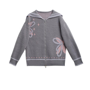 Cloud Gray Collar Knitwear Set