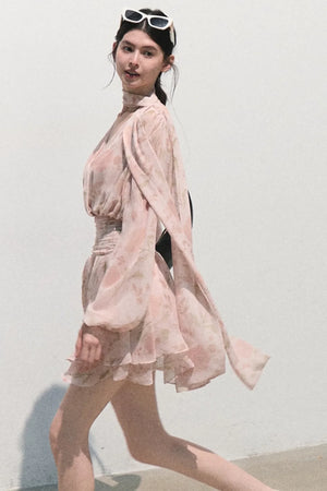 Cloud-Like Pink V-Neck Dress