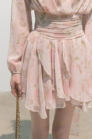 Cloud-Like Pink V-Neck Dress