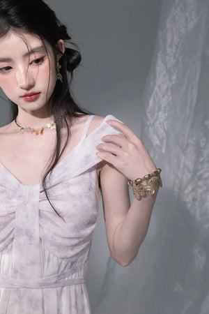 Cloud Smoke Purple Bow Tie Dress