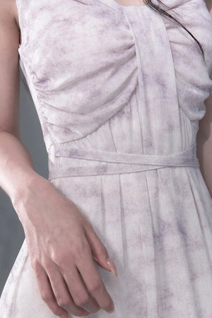 Cloud Smoke Purple Bow Tie Dress