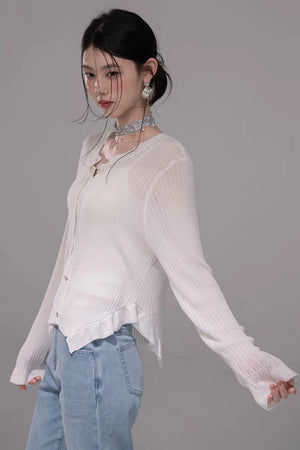 Cloud White Knit Cardigan