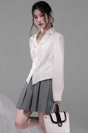 Cloud White Waist-Cinching Shirt