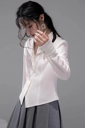 Cloud White Waist-Cinching Shirt