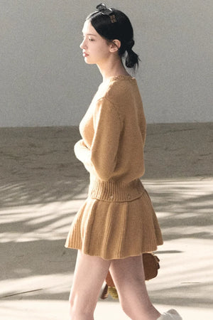 Coastal Notes Wool Off-Shoulder Dress