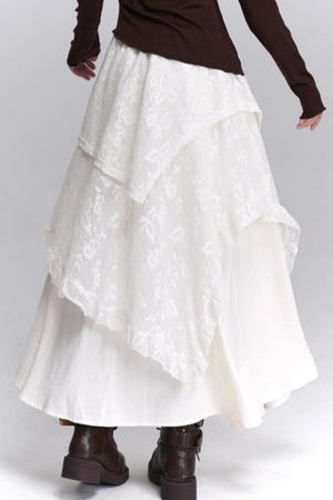 Coffee Lace Long Skirt