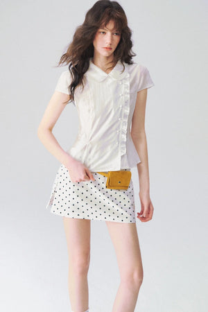 Collar Diagonal Ruffle Shirt