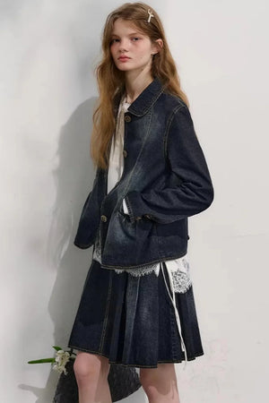 College-Style Denim Jacket Set-Up