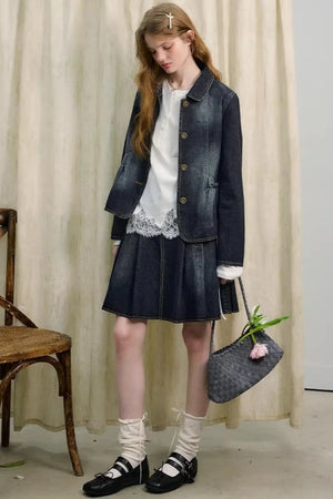 College-Style Denim Jacket Set-Up