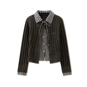College Style Fake Two-Layer Sweater