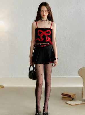 College Style Pleated Lace Skirt