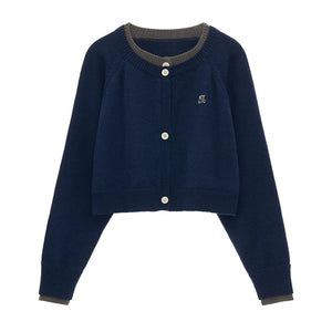 College Vintage Fake Two Piece Sweater Jacket