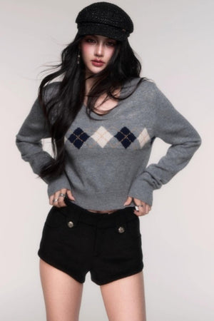 Collegiate Knit V-Neck Cardigan
