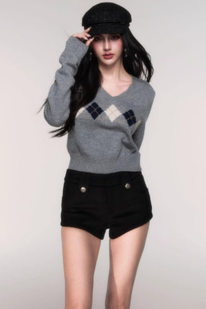 Collegiate Knit V-Neck Cardigan