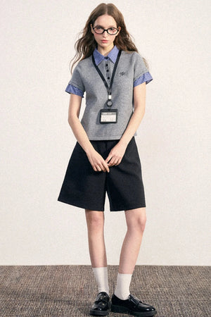 Collegiate Patchwork Knit Top