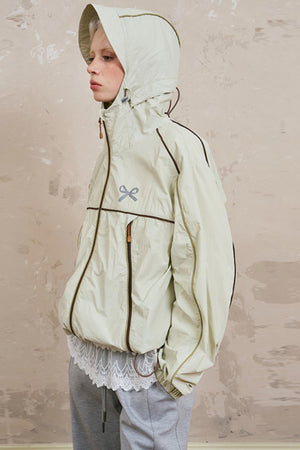 Color-Block Bow Hoodie Jacket