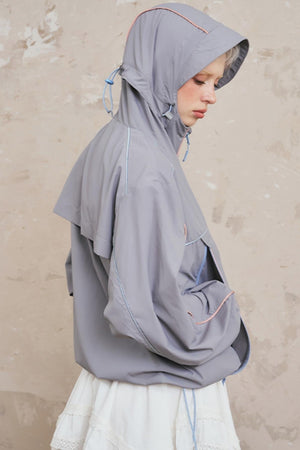 Color-Block Bow Hoodie Jacket