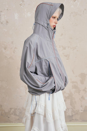 Color-Block Bow Hoodie Jacket