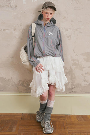 Color-Block Bow Hoodie Jacket