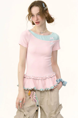 Color Block Bow T-Shirt
