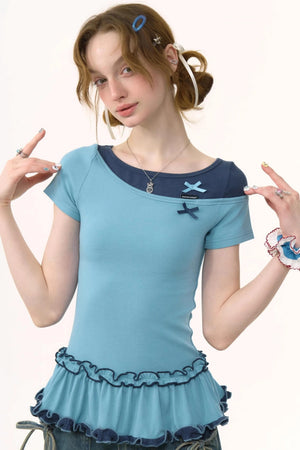 Color Block Bow T-Shirt
