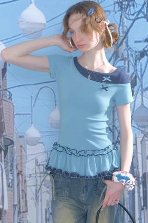 Color Block Bow T-Shirt