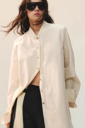 Color-Block Double Collar Blouse