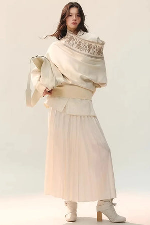 Color-Block Double Collar Blouse
