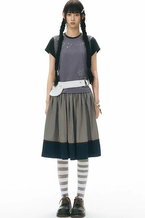 Color-Block Knit Snail Patch Top