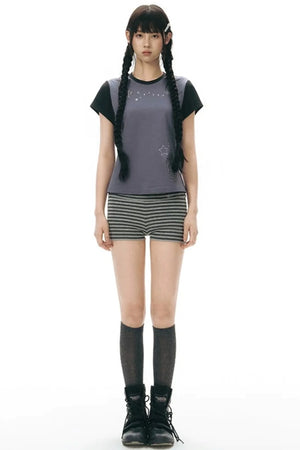Color-Block Knit Snail Patch Top