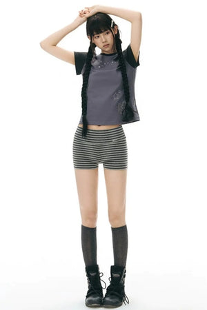 Color-Block Knit Snail Patch Top