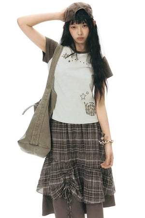 Color-Block Knit Snail Patch Top