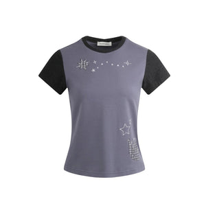 Color-Block Knit Snail Patch Top