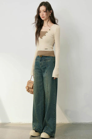 Color-block Knit Top