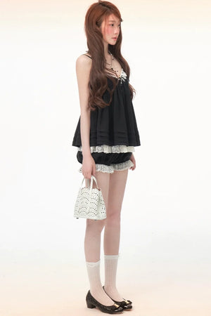 Color-Block Lace Strap Top Set-Up