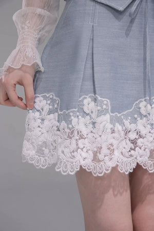 Color-Block Lace Vest Set