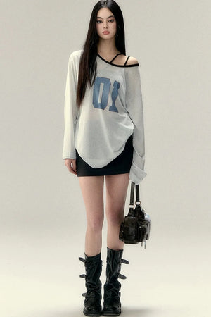 Color Block Letter Print Top Set-Up