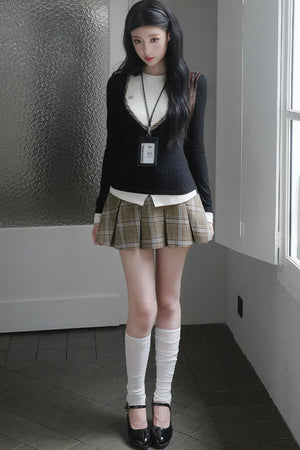 Color-Block Plaid Two-Piece Set-Up