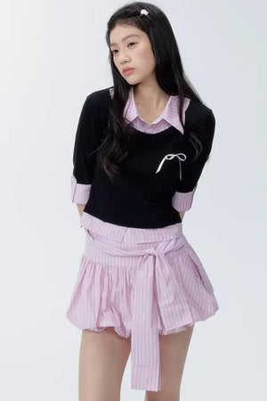 Color-Block Polo Shirt Set-Up
