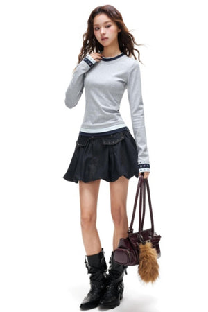 Color-Block Rhinestone Slimming Top