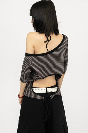 Color-Block Striped Off-Shoulder Top