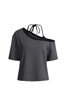 Color-Block Striped Off-Shoulder Top