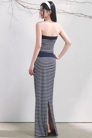 Color-Block Striped Tube Top Set-Up
