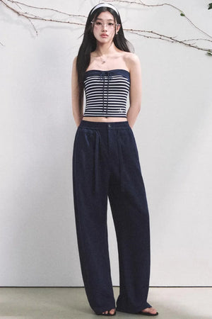 Color-Block Striped Tube Top Set-Up