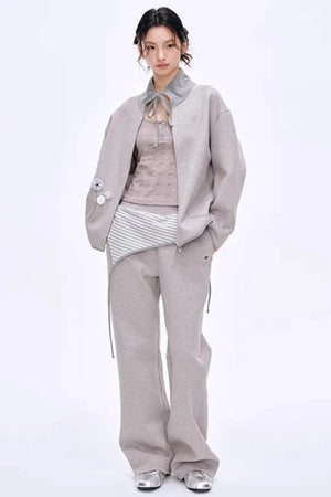 Color-Blocked Cotton Striped Pants