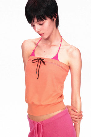 Color-Blocked Drawstring Tube Top