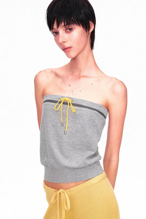 Color-Blocked Drawstring Tube Top